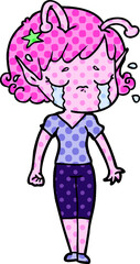 cartoon crying alien girl