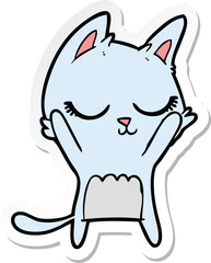 sticker of a calm cartoon cat