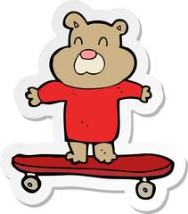 sticker of a cartoon bear on skateboard