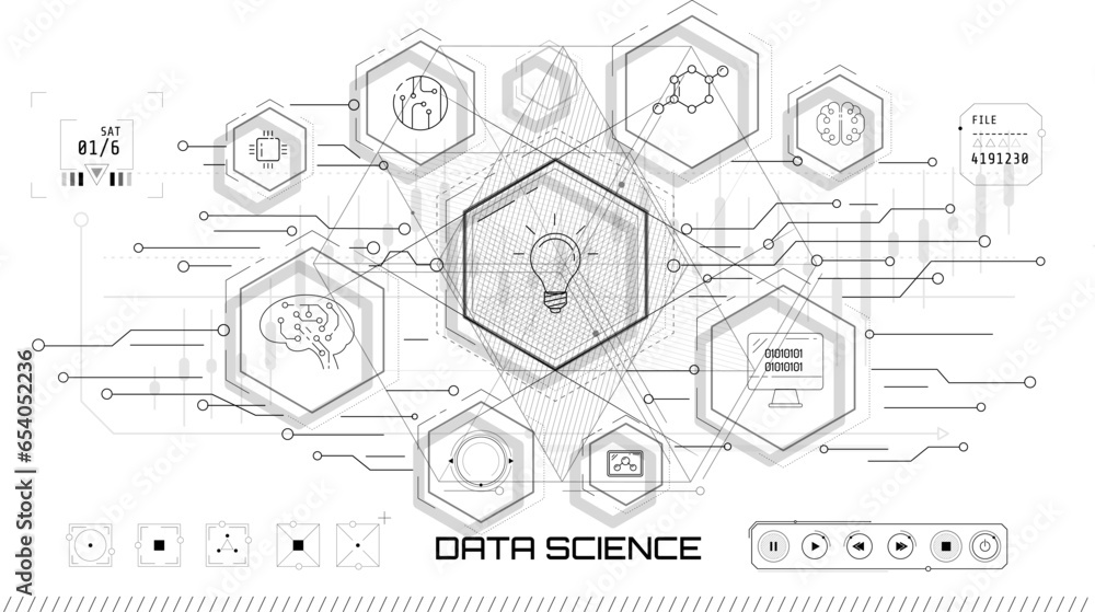 Poster artificial intelligence, machine learning technology concept.