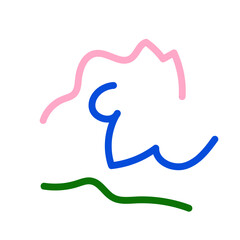 Green blue pink abstract scribble doodle 