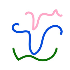 Green blue pink abstract scribble doodle 