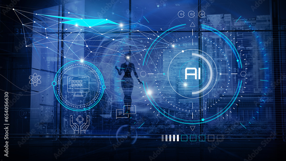 Poster conceptual illustration on the theme of artificial intelligence.