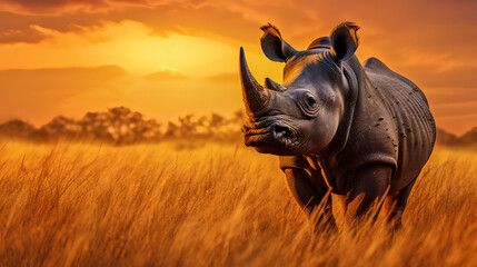 絶滅危惧種　クロサイ｜Black rhino Endangered species Generative AI