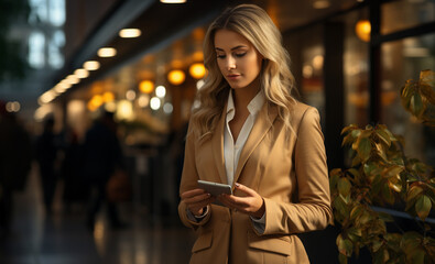 Obraz premium businesswoman using smartphone. 