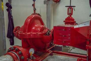 Emergency diesel and electric fire pump for power plant project. The photo is suitable to use for...
