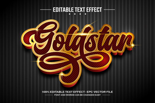 Gold star 3D editable text effect template