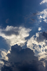 beautiful blue sky with big clouds