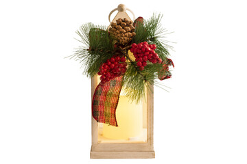 Christmas New Year decorations. lantern with a candle inside. Isolate . PNG available