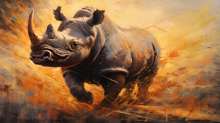 絶滅危惧種　クロサイ｜Black rhino Endangered species Generative AI - obrazy, fototapety, plakaty