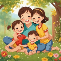 Obraz na płótnie Canvas Happy family in autumn park