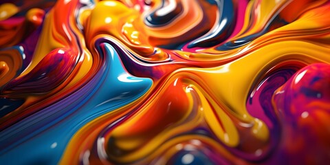 Colorful Wavy Liquid Background. 3D and Realistic Abstract Background