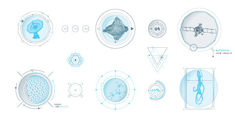 Circular vector infographic elements for sci-fi interface. © conceptcafe