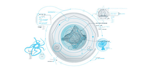 Obraz premium Sci-fi HUD interface for data research.