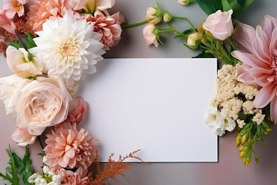 Mock Up Greeting Card, Invitation, Wedding, Shower Flowers