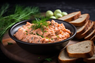 A Mouthwatering Delicacy: Creamy Finnish Salmon Spread, a Rich and Flavorful Artisanal Appetizer Showcasing the Authenticity of Finnish Cuisine