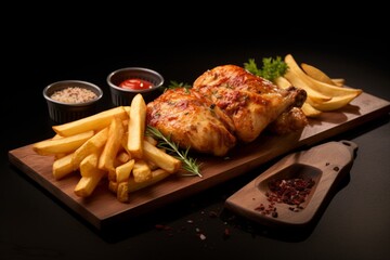 Gastronomic Pleasure of Succulent Belgian Chicken and Crispy Frieten - A Flavorful and Irresistible Culinary Delight, Perfect for a Mouthwatering Lunch or Dinner