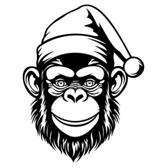 Monkey wearing a Santa Claus hat