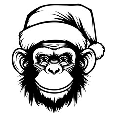 Monkey wearing a Santa Claus hat