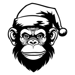 Monkey wearing a Santa Claus hat