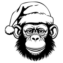 Monkey wearing a Santa Claus hat