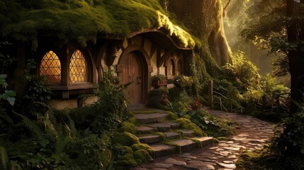 Enchanted Haven: A Fairy Tale Cottage in the Heart of the Forest. Generative AI 9