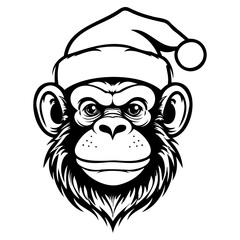 Monkey wearing a Santa Claus hat