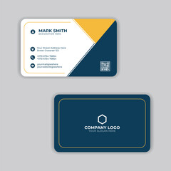 Modern and simple blue business card flat design template vector
