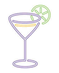 neon cocktail with lemon icon