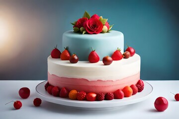 cheesecake with strawberries generated by AL the technology