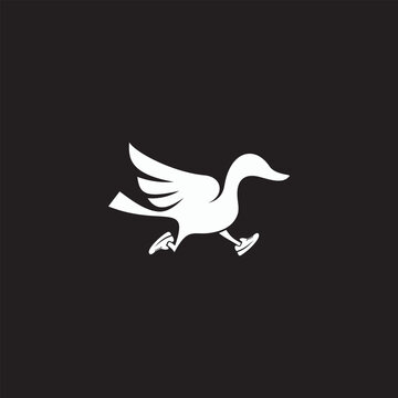 running duck silhouette logo illustration design