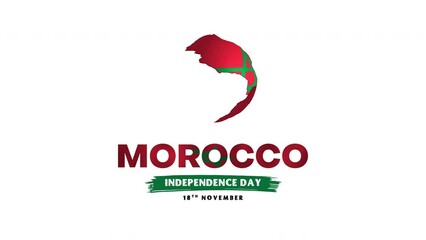 Happy Morocco Independence Day on White Background. 18th November, 4K ProRes