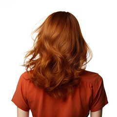 A woman with red hair from behind
