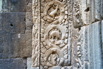 恐竜の壁画！？　カンボジア・タップローム遺跡　　Ta Prohm Temple, Cambodia