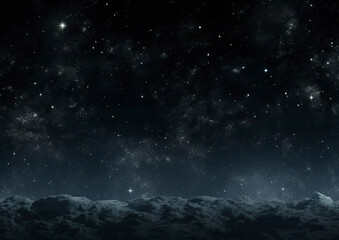 The night sky filled with sparkling stars and drifting clouds