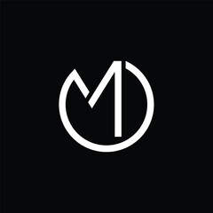 Outstanding professional elegant trendy awesome artistic black and white color OM MO initial based Alphabet icon logo.