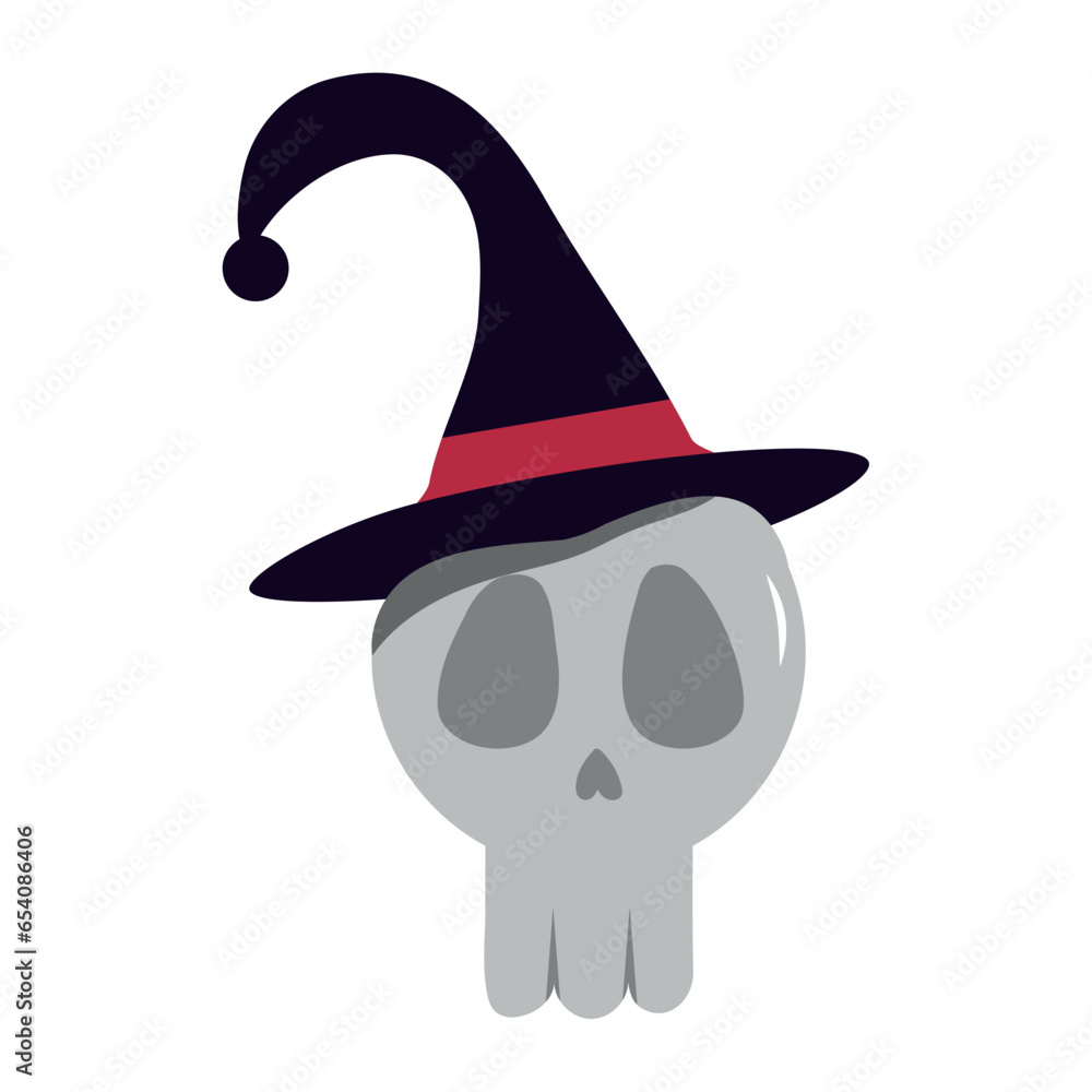 Sticker halloween witch skull