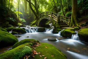 A stone bridge, moss-covered 
