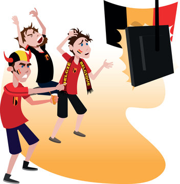 Angry and upset fans watching the Belgium game. Red Devils.