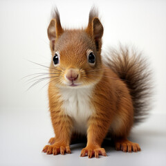 Obraz premium A cute red squirrel standing tall on its hind legs