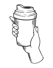 eco coffee cup drawn in hand