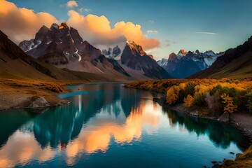 sunset over the lake