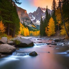 mountain river in autumn
