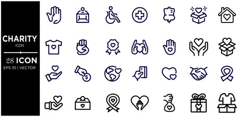 
Outline set of many charity icons. icon, set, icons, vector, symbol, web, sign, button, 