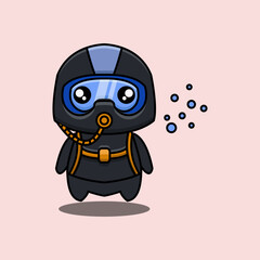 cute vector design illustration of a diver