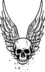 skull and wing cartoon