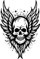 skull and wing cartoon