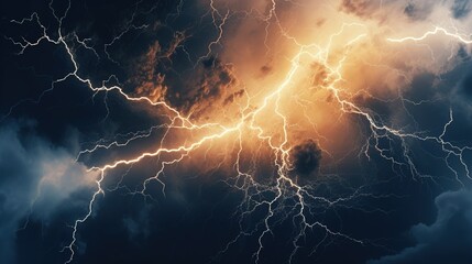 lightning in the night - obrazy, fototapety, plakaty