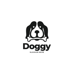 cute dog head logo vector 