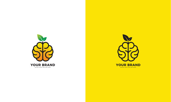 Brain fruit logo, vector graphic design